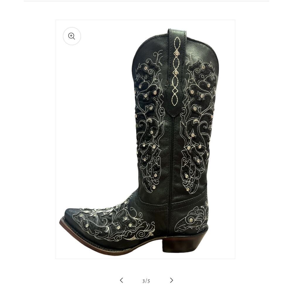 Wildflowers Western Embroidered Cowgirl Leather Western Boots Black Size 7.5 NWT